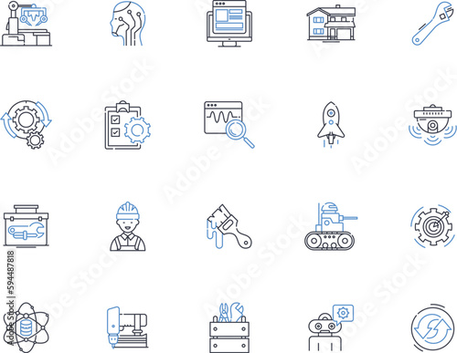 Joiner line icons collection. Woodworking, Carpentry, Craftsmanship, Custom, Design, Installation, Repairs vector and linear illustration. Finishing,Restoration,Detail-oriented outline signs set