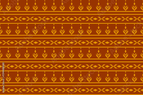 Orange fabric ikat pattern art. Geometric ethnic seamless pattern traditional. American, Mexican style. Design for background, wallpaper, fabric, clothing, carpet, textile, batik, embroidery.