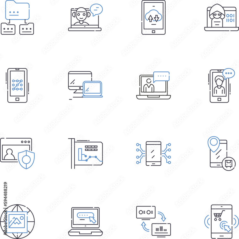 Mobile applications line icons collection. Design, Development, User-friendly, Compatibility, Usability, Interface, Navigation vector and linear illustration. Functionality,Innovation,Customization Mobile applications line icons collection. Design, Development, User-friendly, Compatibility, Usability, Interface, Navigation vector and linear illustration. Functionality,Innovation,Customization