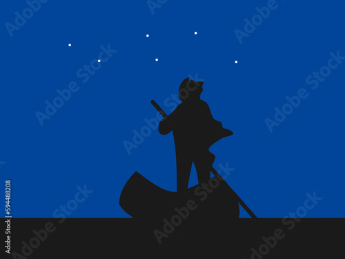 flat design sailing at night