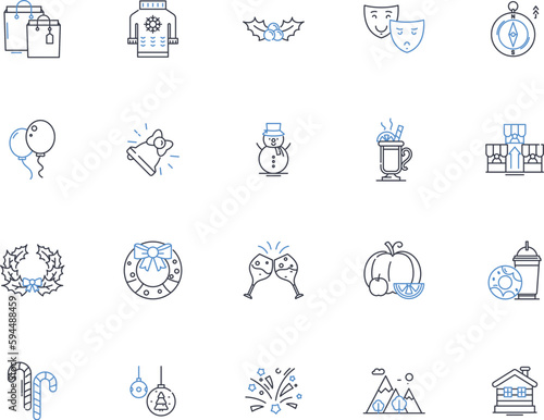 Nativity line icons collection. Birth, Manger, Stable, Mary, Joseph, Bethlehem, Angel vector and linear illustration. Wise Men,Shepherds,Star outline signs set