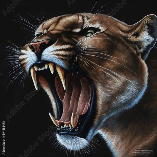 a painting of a cougar roaring