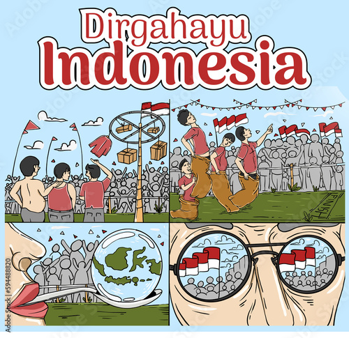 Indonesia independence day illustration vector eps10
