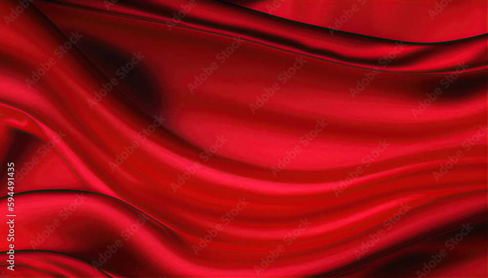 silk red fabric. Background with texture of wavy satin fabric. Generative AI illustration silk red fabric. Background with texture of wavy satin fabric. Generative AI illustration