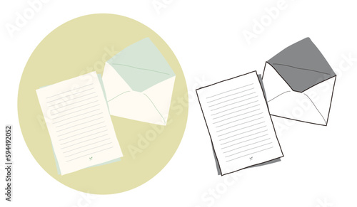 Vector illustration of stationery and envelope, letter set