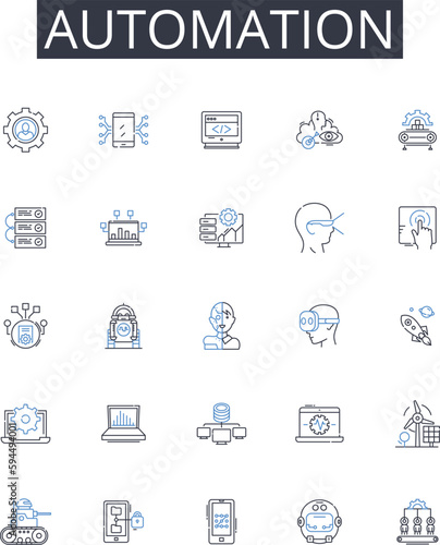 Automation line icons collection. Community, Neighborhood, Development, Residential, Property, Plan, Lot vector and linear illustration. Estate,Infrastructure,Landscaping outline signs set