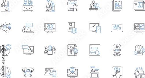 Industry summit line icons collection. Conferences, Nerking, Dialogues, Collaborations, Workshops, Interactions, Discussions vector and linear illustration. Compatibility,Synergy,Conventions outline