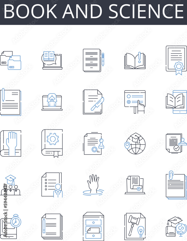 Book and science line icons collection. Sales, Marketing, Negotiation, Customer service, Communication, Teamwork, Relationship-building vector and linear illustration. Target-driven,Client-focused