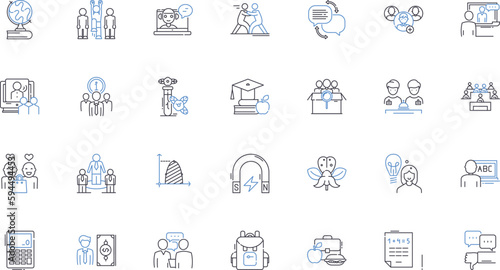 Courses and modules line icons collection. Curriculum, Syllabus, Program, Class, Lecture, Seminar, Workshop vector and linear illustration. Tutorial,Lab,Assignment outline signs set