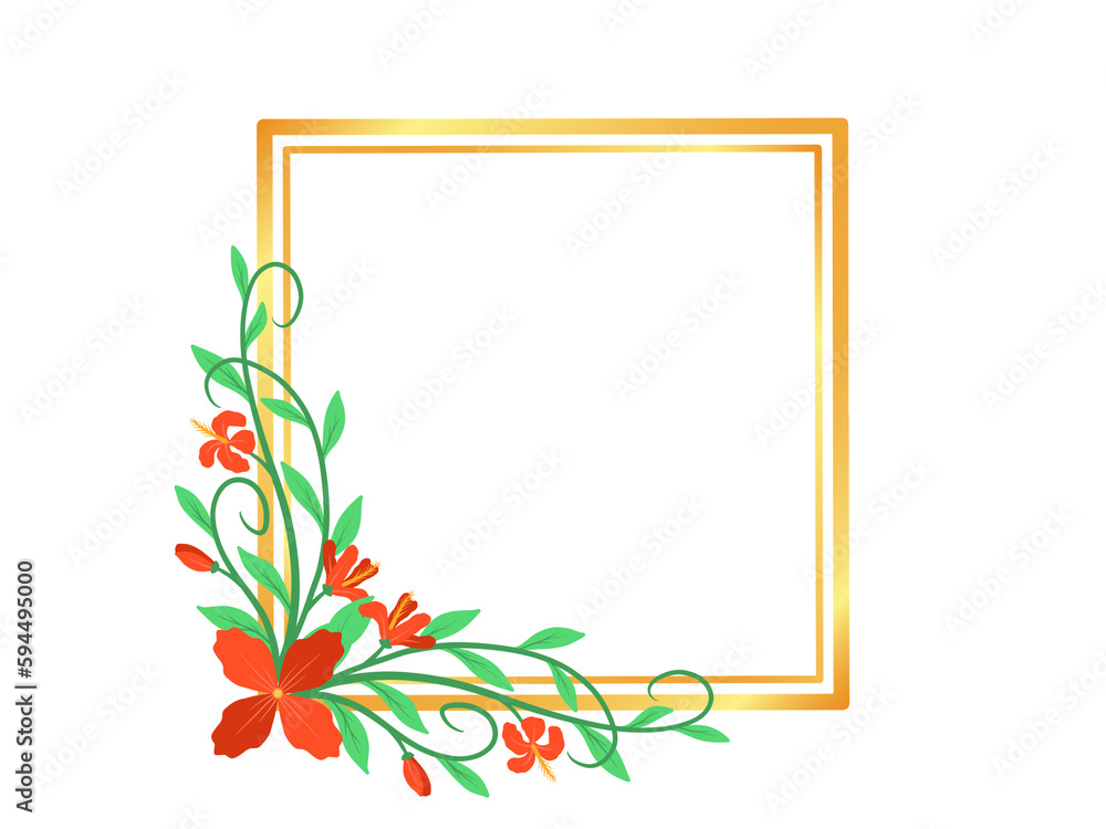 Fototapeta premium Frame Background with Floral Illustration