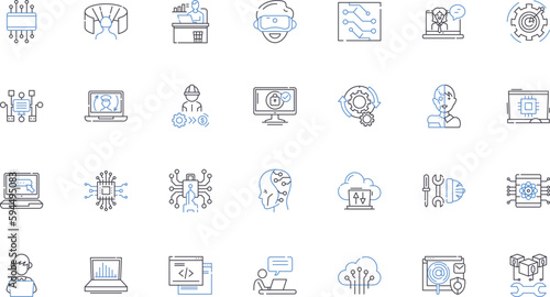 Front-end design line icons collection. Responsive, User-friendly, Accessibility, Typography, Animation, Navigation, Consistency vector and linear illustration. Mobile-first,Layout,Interactivity