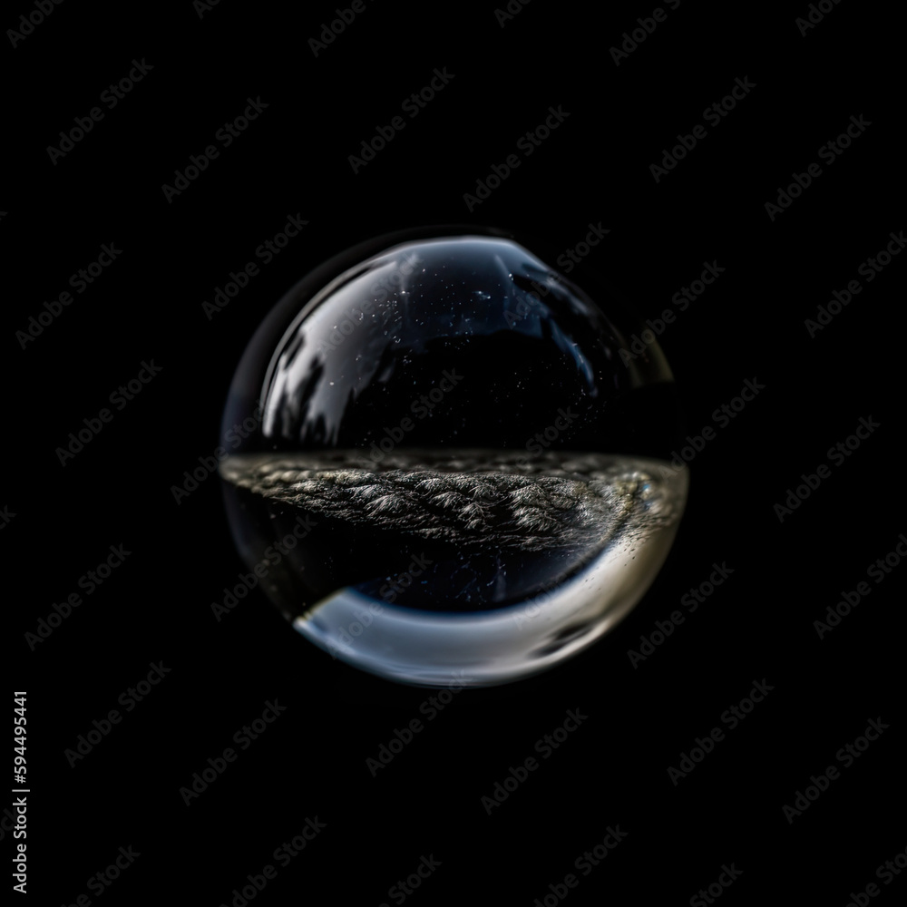 Glass Sphere Ball on black background