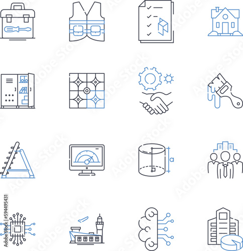 Legal justice line icons collection. Equity, Fairness, Jurisdiction, Litigation, Conviction, Sentencing, Adjudication vector and linear illustration. Parole,Probation,Appeal outline signs set