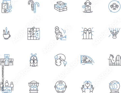 Laughter line icons collection. Joy, Hilarity, Chuckle, Guffaw, Amusement, Humor, Joviality vector and linear illustration. Mirth,Comicality,Glee outline signs set