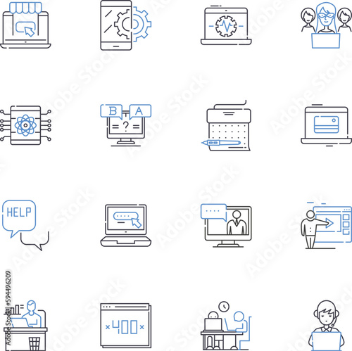Appraiser line icons collection. Valuation, Assessment, Expert, Estimate, Opinion, Accredited, Property vector and linear illustration. Real estate,Evaluation,Analysis outline signs set
