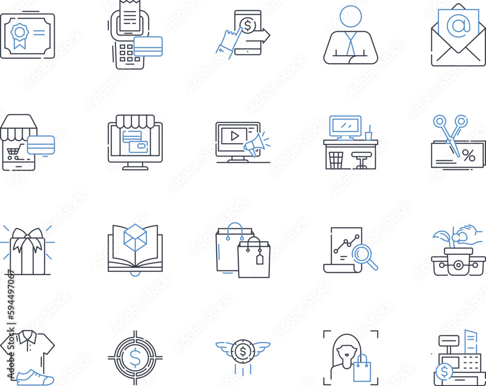 Grocery store and compensation line icons collection. Wages, Benefits, Overtime, Salary, Incentives, Perks, Pension vector and linear illustration. Healthcare,Vacation,Bonus outline signs set