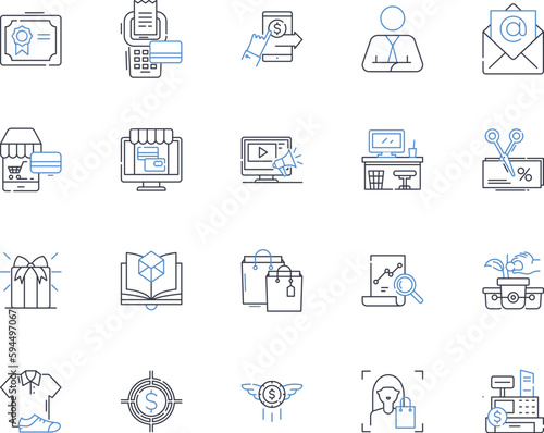 Grocery store and compensation line icons collection. Wages, Benefits, Overtime, Salary, Incentives, Perks, Pension vector and linear illustration. Healthcare,Vacation,Bonus outline signs set