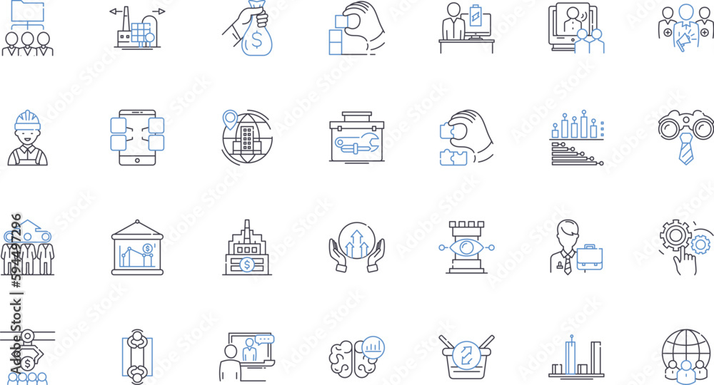 Commercial arrangements line icons collection. Agreements, Contracts, Partnerships, Deals, Arrangements, Collaborations, Alliances vector and linear illustration. Agreements,Transactions,Joint