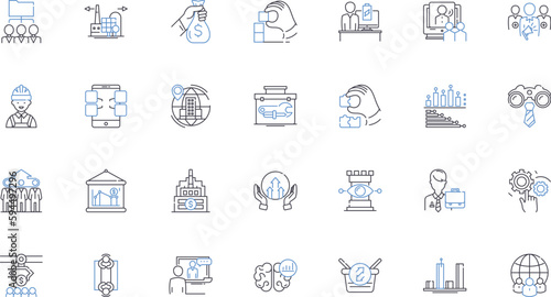 Commercial arrangements line icons collection. Agreements, Contracts, Partnerships, Deals, Arrangements, Collaborations, Alliances vector and linear illustration. Agreements,Transactions,Joint