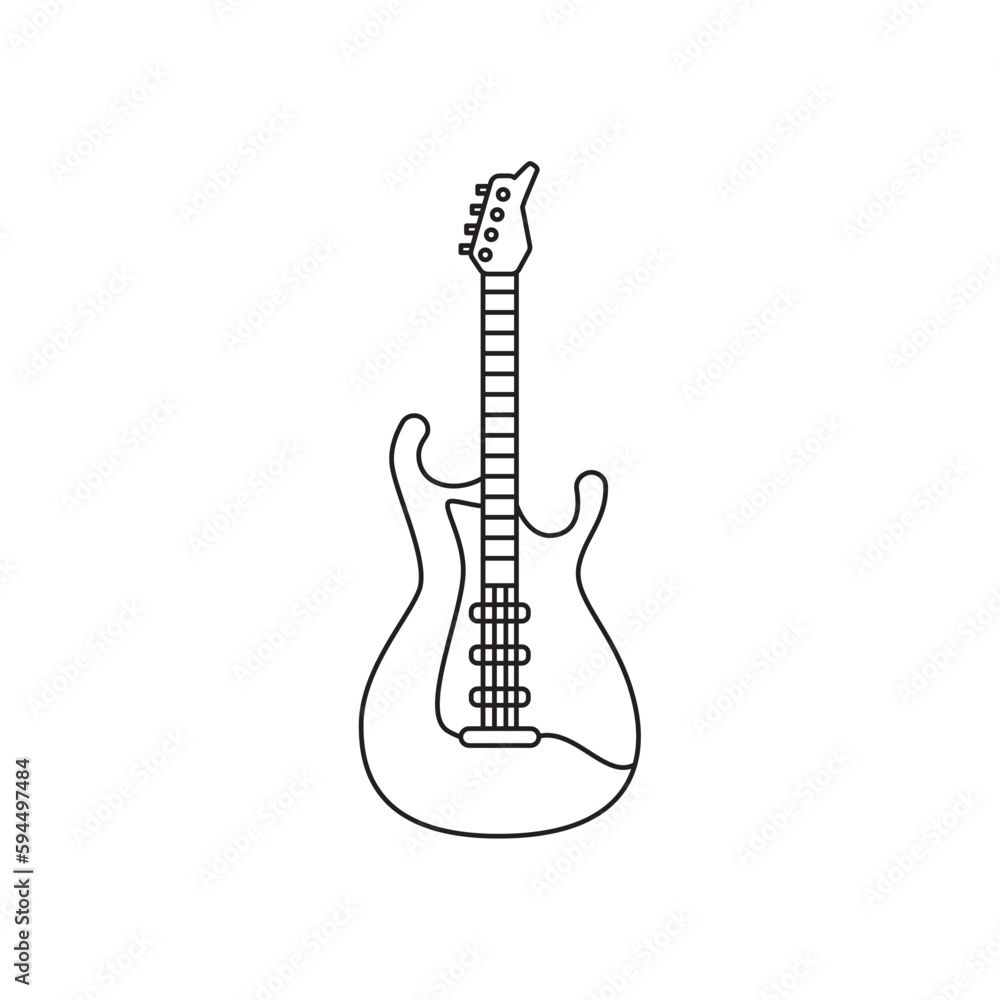 Obraz premium Isolated electric guitar outline icon Flat design Vector