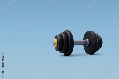 3d Vector Dumbbell, Workout gym tools, Sport equipment, Gym time concept.