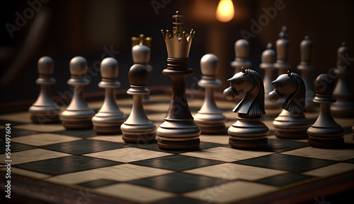 chess set on chess board luxury chess game photo  generative ai