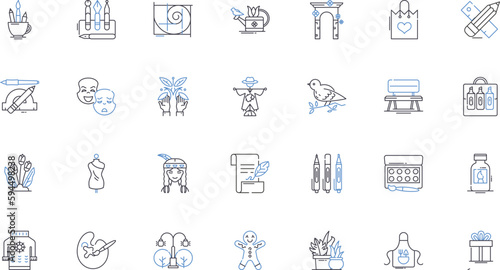Creative start-up line icons collection. Innovate, Inspiration, Vision, Unconventional, Imaginative, Creativity, Boldness vector and linear illustration. Originality,Empowerment,Risk-taking outline