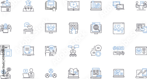 World Wide Web inhabitants line icons collection. netizens, surfers, bloggers, tweeters, influencers, vloggers, podcasters vector and linear illustration. streamers,gamers,shoppers outline signs set