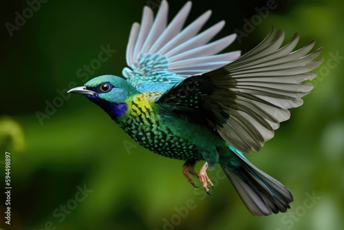 Rare and exotic bird species in flight. Generative AI