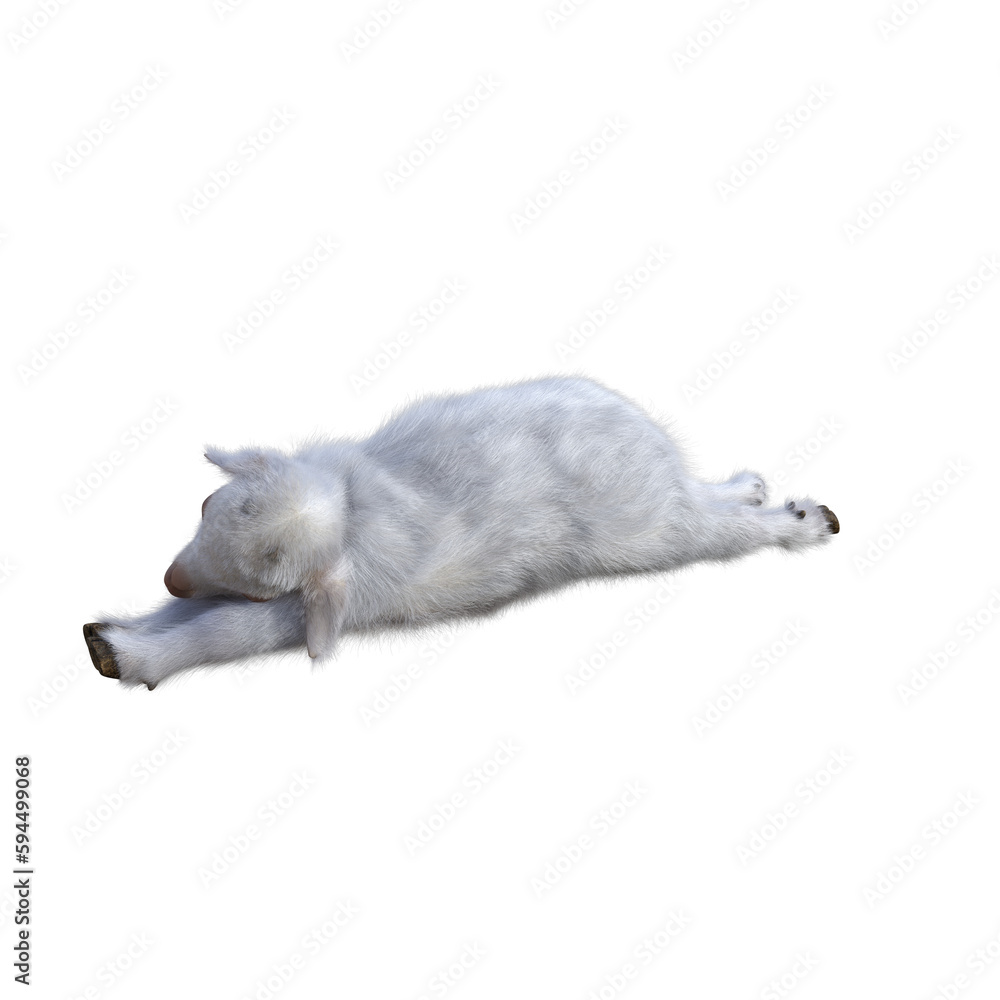 Fototapeta premium Goat baby character on transparent background. 3d rendering illustration for collage, clipart, composting, pose.