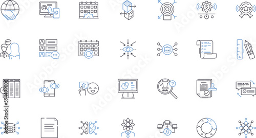 Cooperative relations line icons collection. Collaboration, Teamwork, Alliance, Mutualism, Partnership, Coexistence, Coordination vector and linear illustration. Synergy,Cooperation,Fellowship outline