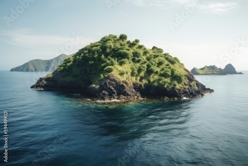 Remote and isolated island with untouched nature. Generative AI