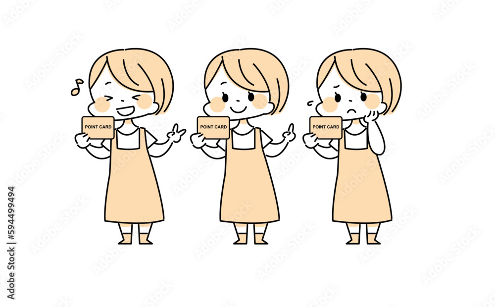 ポイントカードを持っている女性のイラスト ポイントカードを持っている女性のイラスト