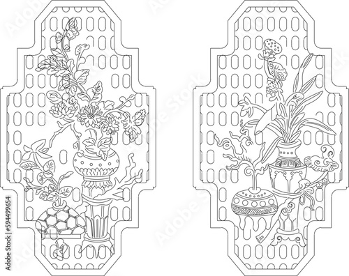Japanese abstract artwork painting vector illustration sketch 