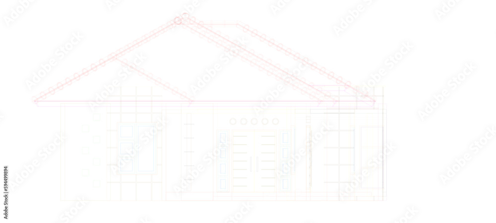 Simple tropical house design vector illustration sketch