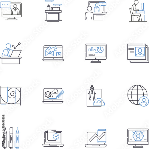 Forum line icons collection. Discussion, Dialogue, Debate, Community, Opinion, Topic, Platform vector and linear illustration. Exchange,Conversation,Collaboration outline signs set