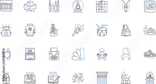 Inspired thinkers line icons collection. Enlightenment, Visionaries, Exploration, Creativity, Ideation, Inspiration, Innovation vector and linear illustration. Imagination,Ingenuity,Introspection