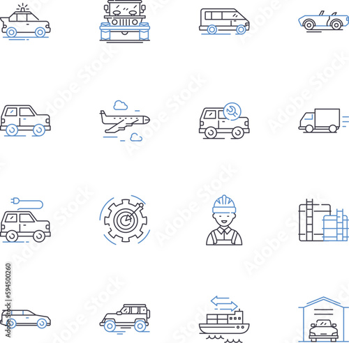 Distribution line icons collection. Logistics, Shipping, Warehousing, Supply chain, Delivery, Fulfillment, Transportation vector and linear illustration. Inventory,Route,Carrier outline signs set