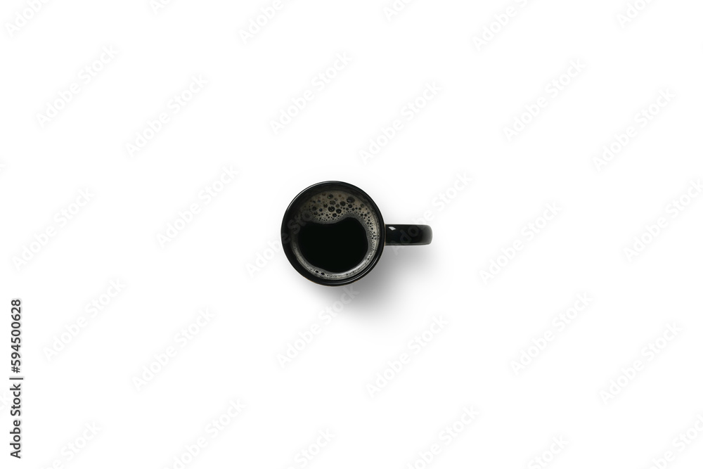 Black coffee with natural foam in a cup isolated on white background isolated, clipping path included. Black coffee with natural foam in a cup isolated on white background isolated, clipping path included.