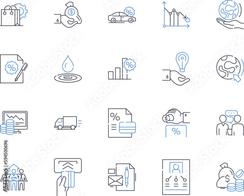 Derivatives markets line icons collection. Futures , Options , Swaps , Hedging , Arbitrage , Volatility , Margin vector and linear illustration. Contract ,Strike ,Expiration outline signs set