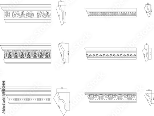 Vector sketch detailed illustration of classic gypsum profile