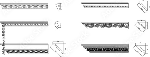 Vector sketch detailed illustration of classic gypsum profile
