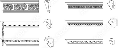 Vector sketch detailed illustration of classic gypsum profile