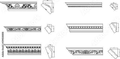 Vector sketch detailed illustration of classic gypsum profile