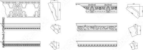 Vector sketch detailed illustration of classic gypsum profile