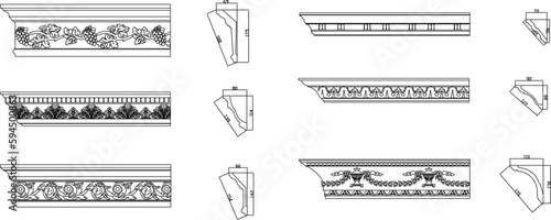 Vector sketch detailed illustration of classic gypsum profile