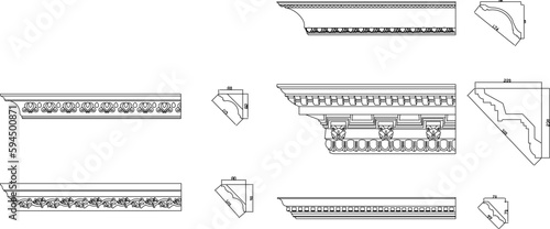 Vector sketch detailed illustration of classic gypsum profile
