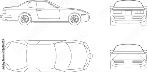 Vector sketch illustration set of simple cars side view