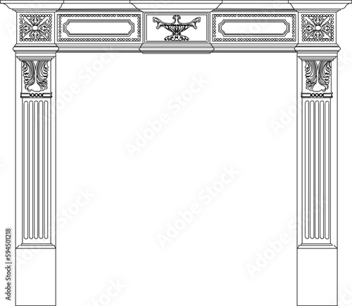 Vector sketch of classic vintage roman gate illustration