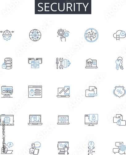 Security line icons collection. Strategy, Execution, Planning, Timing, Innovation, Test, Analysis vector and linear illustration. Decision,Launchpad,Development outline signs set